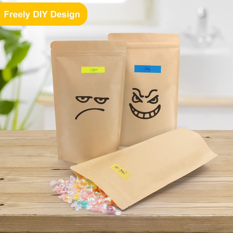 SumDirect Kraft Stand Up Pouches - 50 Pack 7x12 Inch Zipper Food Storage Reusable Bags with Foil Lined for Home or Business - Image 5